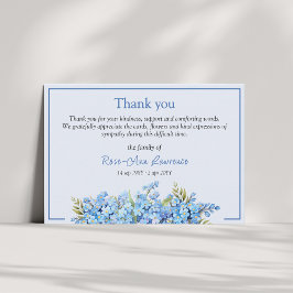 Tarjeta De Agradecimiento Blue floral forget-me-nots flowers funeral