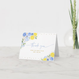 Tarjeta De Agradecimiento Blue Floral Lemon Main Squeeze Brieze Shower