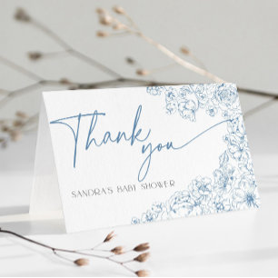 Tarjeta de agradecimiento Blue flower Toile de Jou
