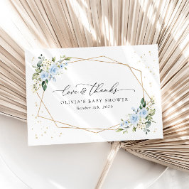 Tarjeta De Agradecimiento Blue Flowers, White Flowers, Greenery, Baby Shower