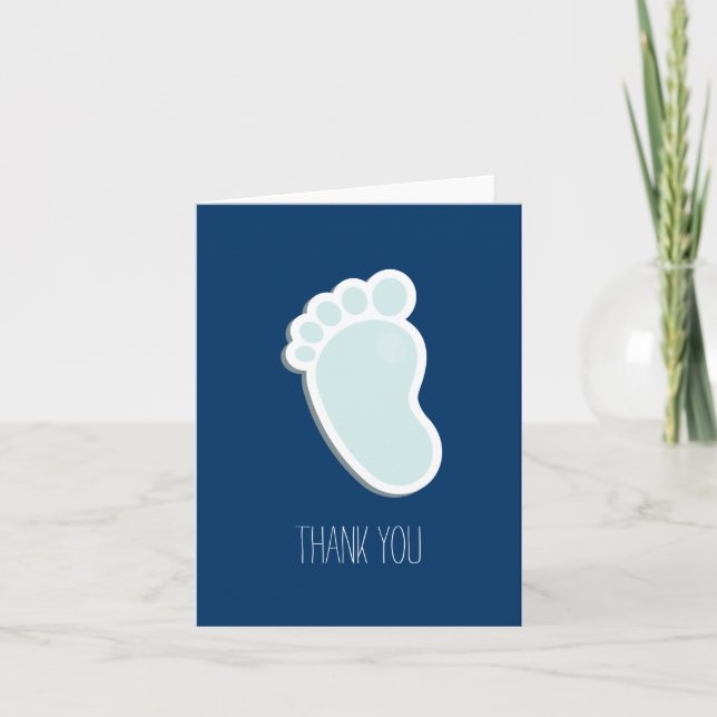 Tarjeta De Agradecimiento Blue Footprint Gracias (Anverso)
