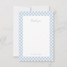 Tarjeta De Agradecimiento Blue gingham linda ducha de bebé personalizada