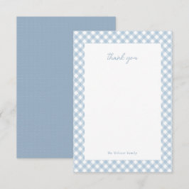Tarjeta De Agradecimiento Blue gingham linda ducha de bebé personalizada