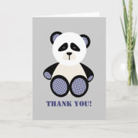 Blue Gingham Panda Bear Baby Shower Gracias