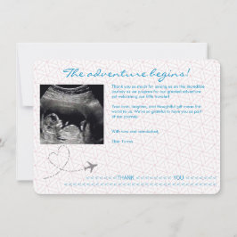 Tarjeta De Agradecimiento Blue Globe Passport Travel Baby Shower