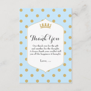 Tarjeta de agradecimiento Blue & Gold Dots Royal C