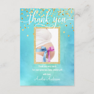 Tarjeta De Agradecimiento Blue Gold GRACIAS CHICO DE Baby Shower  FOTO