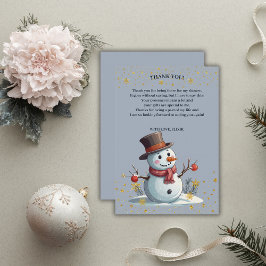 Tarjeta De Agradecimiento Blue & Gold Little Snowflakes Baby Shower