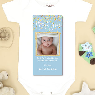 Tarjeta De Agradecimiento Blue Gold THANK YOU Baby Shower BOY   PHOTO