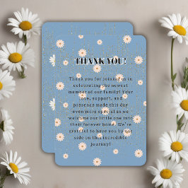 Tarjeta De Agradecimiento Blue Golden Daisy Purpurina Glow Baby Shower