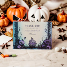 Tarjeta De Agradecimiento Blue Gothic Spooky ONE Cumpleaños