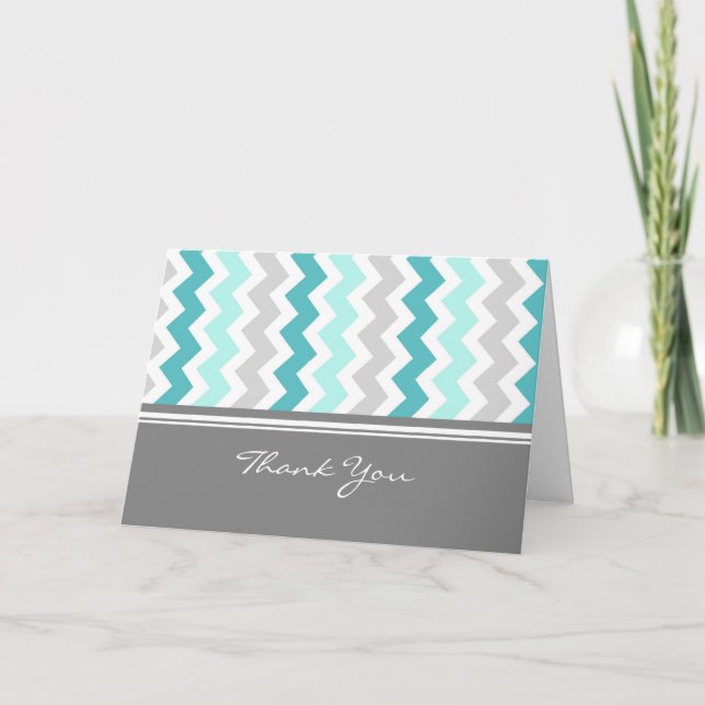 Tarjeta De Agradecimiento Blue Gray Baby Shower Hostess Gracias (Anverso)