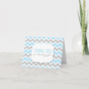Tarjeta De Agradecimiento Blue Gray Chevron Baby Shower thank you notes