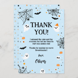 Tarjeta De Agradecimiento Blue Halloween Cute Ghost