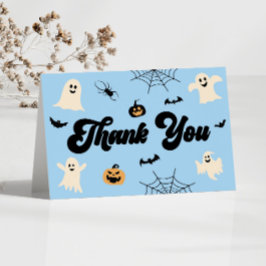 Tarjeta De Agradecimiento Blue Halloween Spooky Ghosts Baby Shower