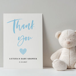 Tarjeta De Agradecimiento Blue Heart Baby Shower