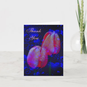 Tarjeta De Agradecimiento Blue Hearts Pink Tulips