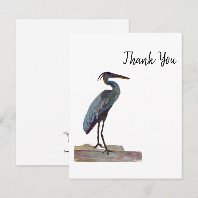 Tarjeta De Agradecimiento Blue Heron Gracias (Anverso / Reverso)