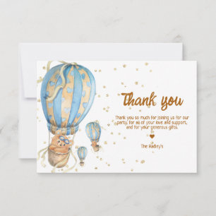 Tarjeta De Agradecimiento Blue Hot Air Balloon Boho
