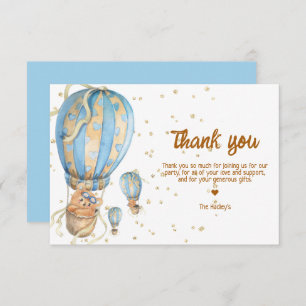 Tarjeta De Agradecimiento Blue Hot Air Balloon Boho