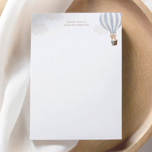 Tarjeta De Agradecimiento Blue Hot Air Balloon Teddy Bear Baby Shower