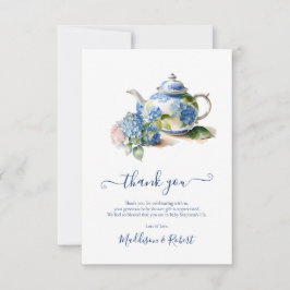 Tarjeta De Agradecimiento Blue Hydrangea Baby Shower Tea Fiesta
