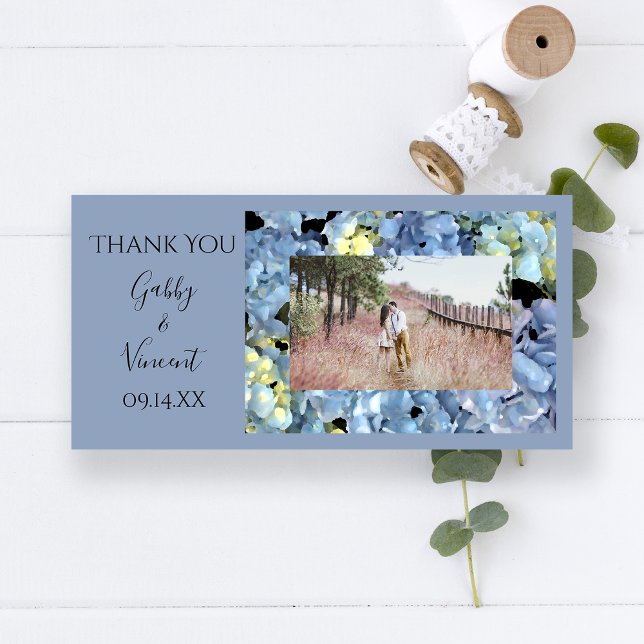 Tarjeta De Agradecimiento Blue Hydrangea Boda Floral Gracias (Subido por el creador)