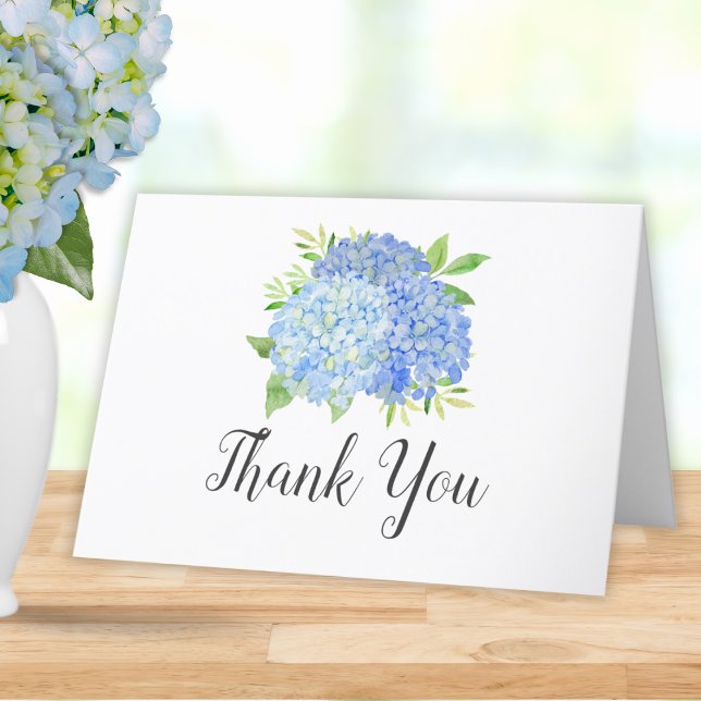 Tarjeta De Agradecimiento Blue Hydrangea Bouquet Floral Bridal Shower (Subido por el creador)