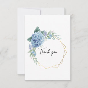 Tarjeta De Agradecimiento Blue Hydrangea Flor Wreath Watercolor Art