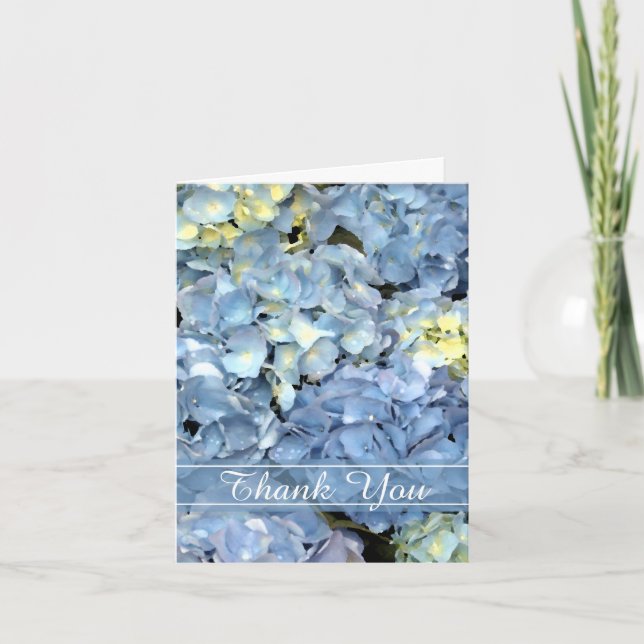 Tarjeta De Agradecimiento Blue Hydrangea Floral Bridesmaid Gracias (Anverso)