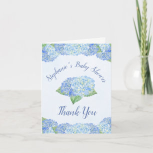 Tarjeta De Agradecimiento Blue Hydrangea Florals Baby Shower Gracias