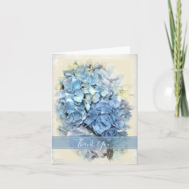 Tarjeta De Agradecimiento Blue Hydrangea Flower Gracias (Anverso)