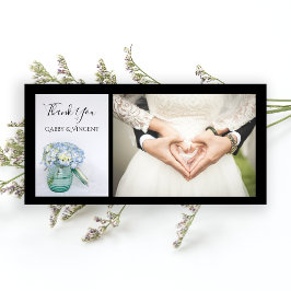 Tarjeta De Agradecimiento Blue Hydrangea Flowers Blue Jar Boda Gracias