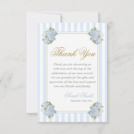 Tarjeta De Agradecimiento Blue Hydrangea Grand millennial