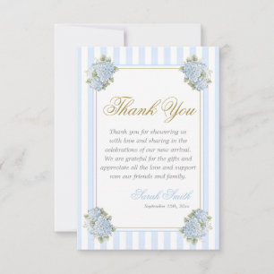 Tarjeta De Agradecimiento Blue Hydrangea Grand millennial