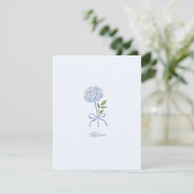 Tarjeta De Agradecimiento Blue Hydrangea Personalized Note Card (Anverso de pie)