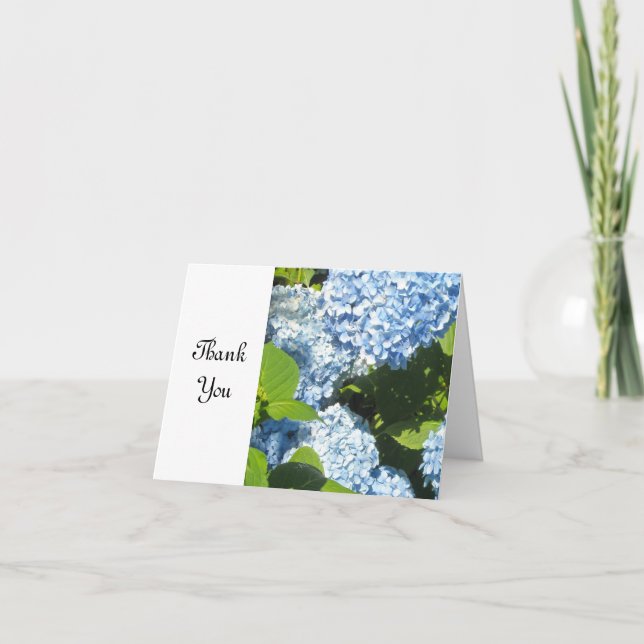 Tarjeta De Agradecimiento Blue Hydrangea suave Gracias (Anverso)