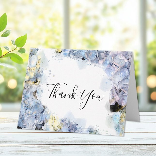 Tarjeta De Agradecimiento Blue Hydrangea Watercolor Sympathy Gracias (Subido por el creador)