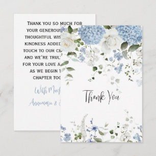 Tarjeta De Agradecimiento Blue Hydrangea White Roses Boda Gracias