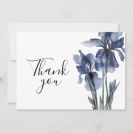 Tarjeta De Agradecimiento Blue Iris Simple Floral Watercolor Boda