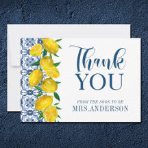 Blue Italian Tile Lemon Bridal Shower