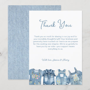 Tarjeta De Agradecimiento Blue Jean Baby Denim Jumpsuit Baby Shower