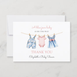Tarjeta De Agradecimiento Blue Jean Baby Girl Baby Shower
