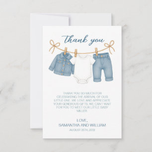 Tarjeta De Agradecimiento Blue Jean Baby On the Way Baby Shower