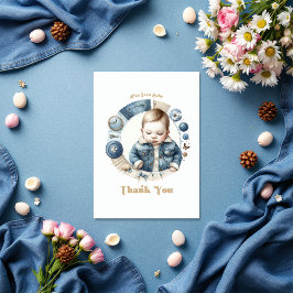 Tarjeta De Agradecimiento Blue Jean Baby Rustic Denim