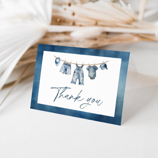 Tarjeta De Agradecimiento Blue Jean Baby Shower, Baby Shower occidental (Subido por el creador)