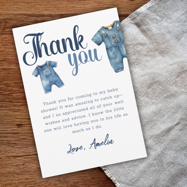 Tarjeta De Agradecimiento Blue Jean Baby Shower Boy Denim (Subido por el creador)
