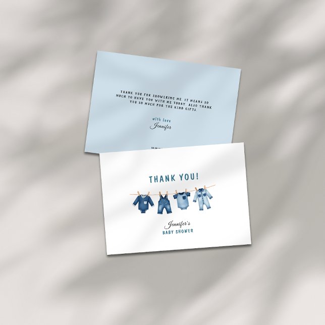 Tarjeta De Agradecimiento Blue Jean Baby Shower - Denim Theme (A blue jean baby shower thank you card)