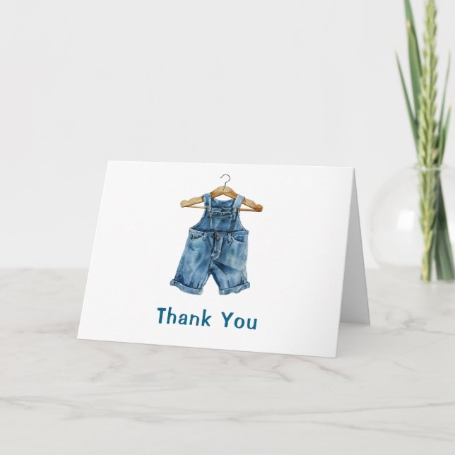 Tarjeta De Agradecimiento Blue Jean Boy Western Baby Shower (Anverso)