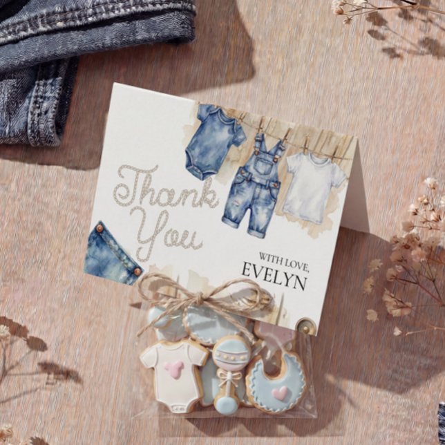 Tarjeta De Agradecimiento Blue Jean Denim Baby Shower  (Subido por el creador)